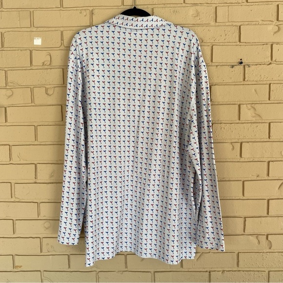 Ibkul Shirt Mens XXL Martini Glasses All Over Print Polo Long Sleeve UPF 50 Golf - Picture 5 of 7